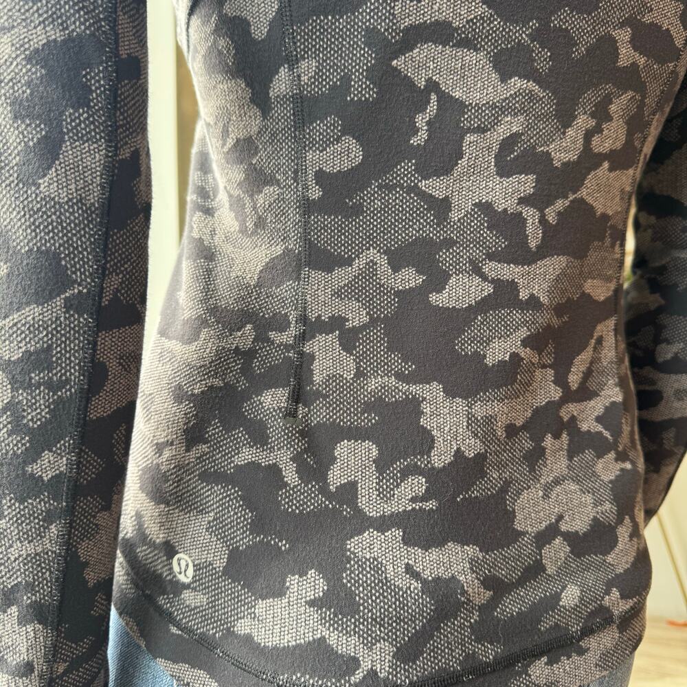 Lululemon Runderful Long Sleeve Incognito Camo HTR Black Rulu Running Top Size 4 - Picture 6 of 14